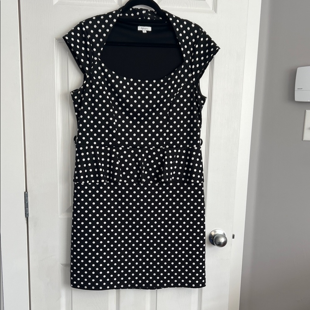 Reitmans Black and White Polka Dot Mini Dress